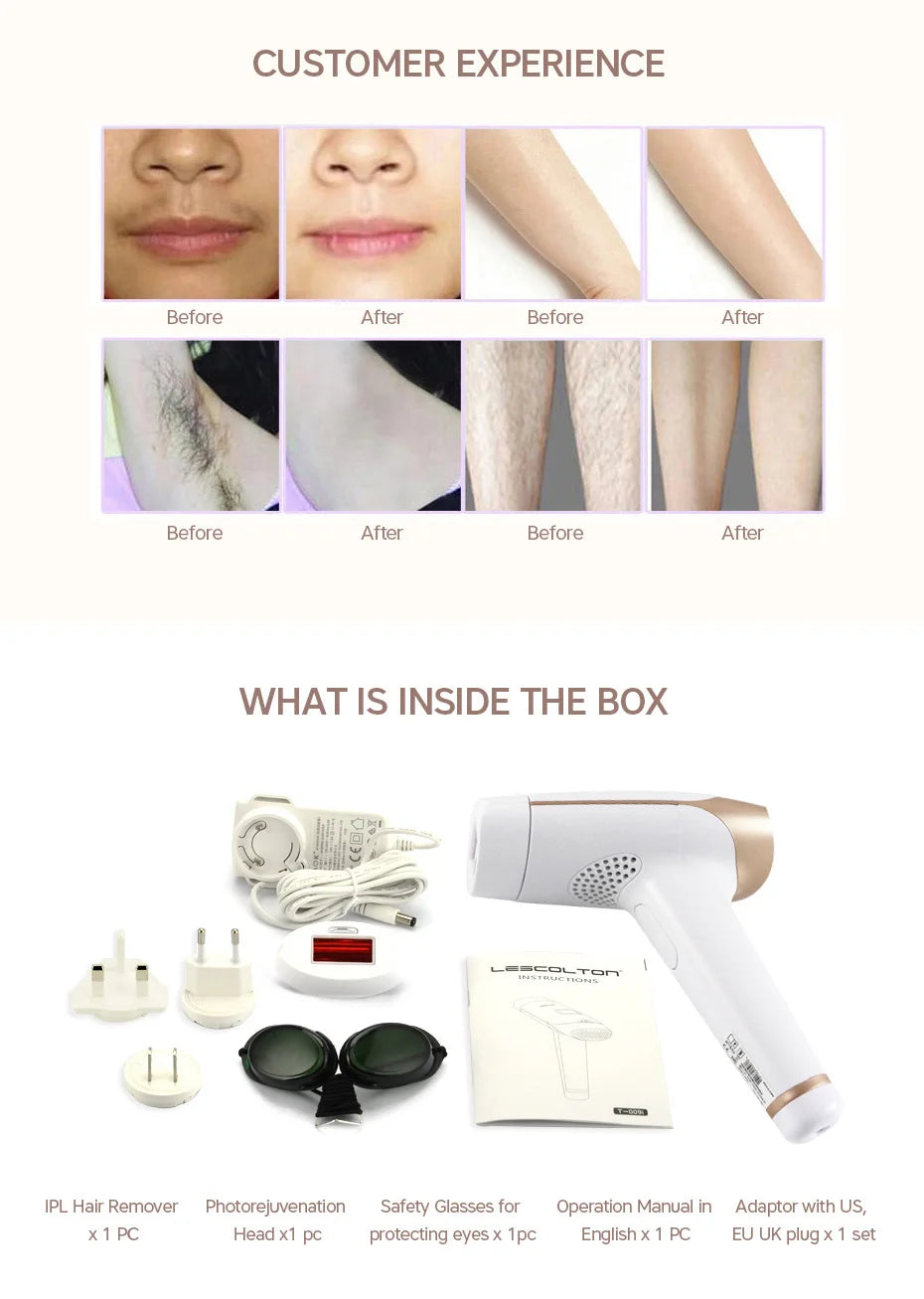 Lescolton IPL hair removal machine Display Machine T009i Laser Permanent Bikini Trimmer Electric Depilador a laser