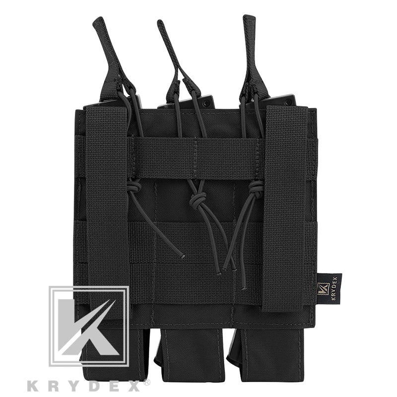 KRYDEX MP5 MP7 KRISS Triple Magazine Pouch Tactical Modular MOLLE Triple Open Top SMG Mag Pouch Carrier For Airsoft Hunting Gear