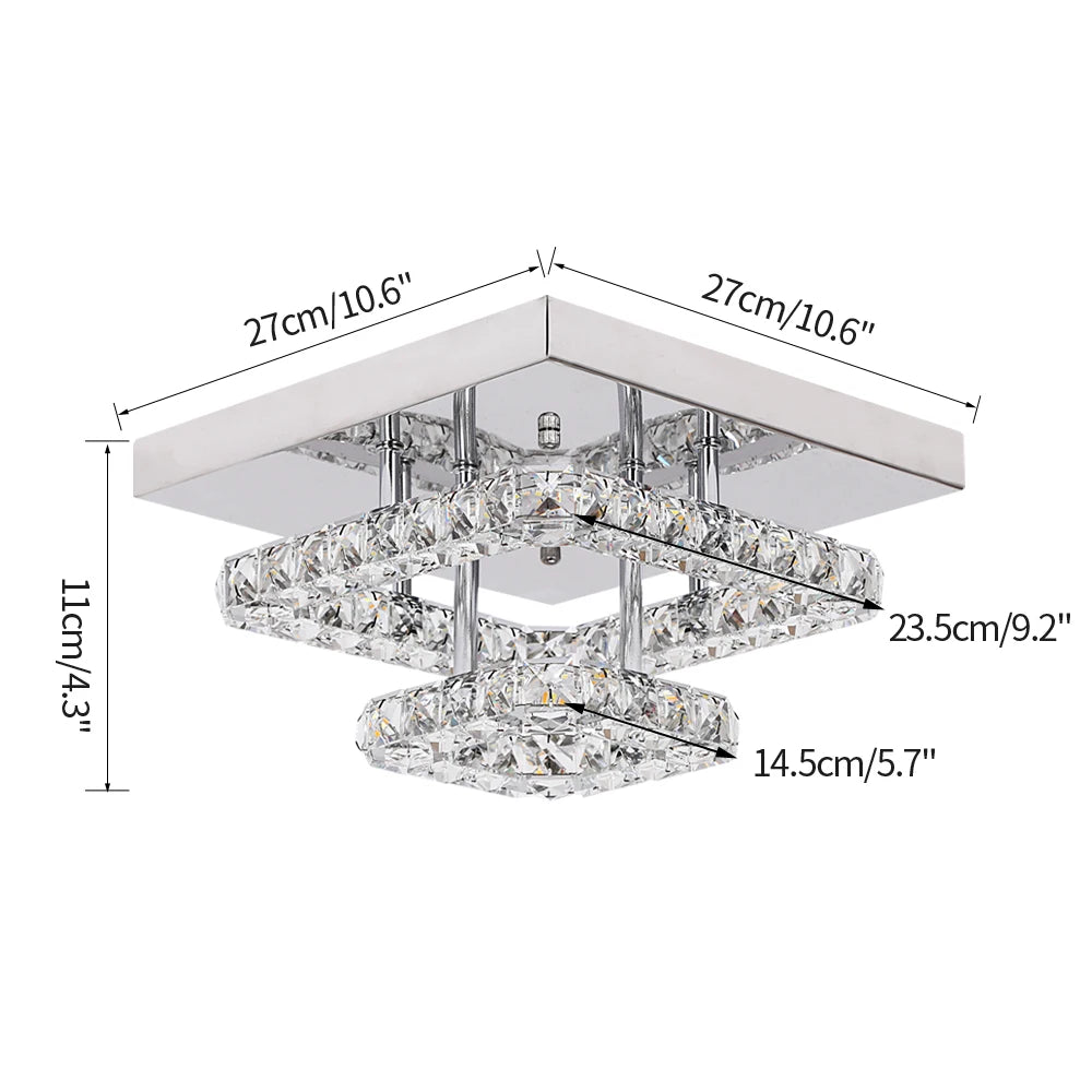 Square Crystal Led Ceiling Lamp Modern Chandelier Indoor Lighting Aisle Corridor Surface Mounted Fixture Home Hotel Loby Decor