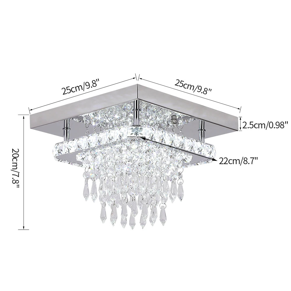 Square Crystal Led Ceiling Lamp Modern Chandelier Indoor Lighting Aisle Corridor Surface Mounted Fixture Home Hotel Loby Decor