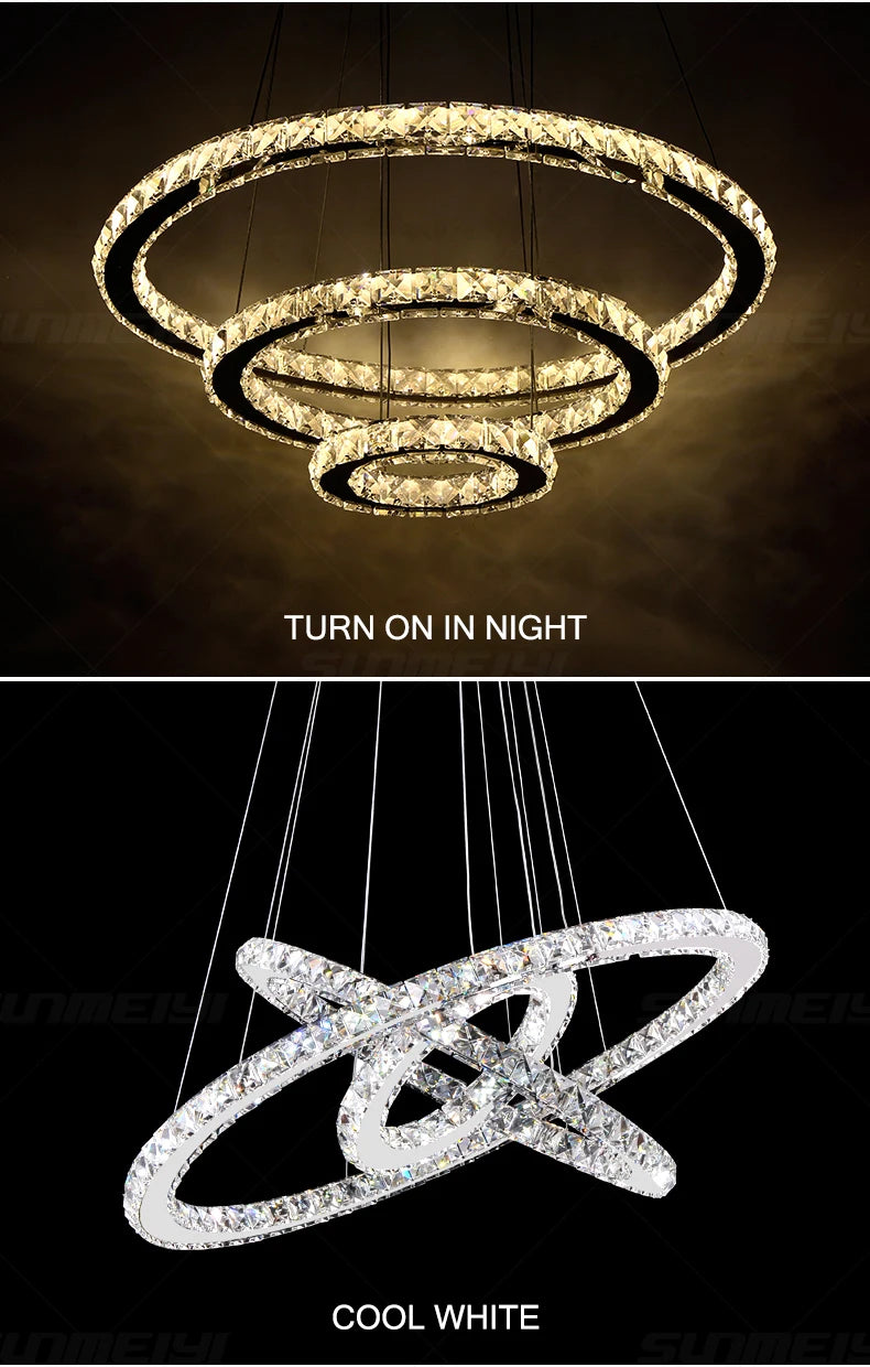 Modern Crystal Chandeliers Ring-Shaped Pendant Lights Living Room And Kitchen Decoration Led Ceiling Lamps Hanging Luminaire