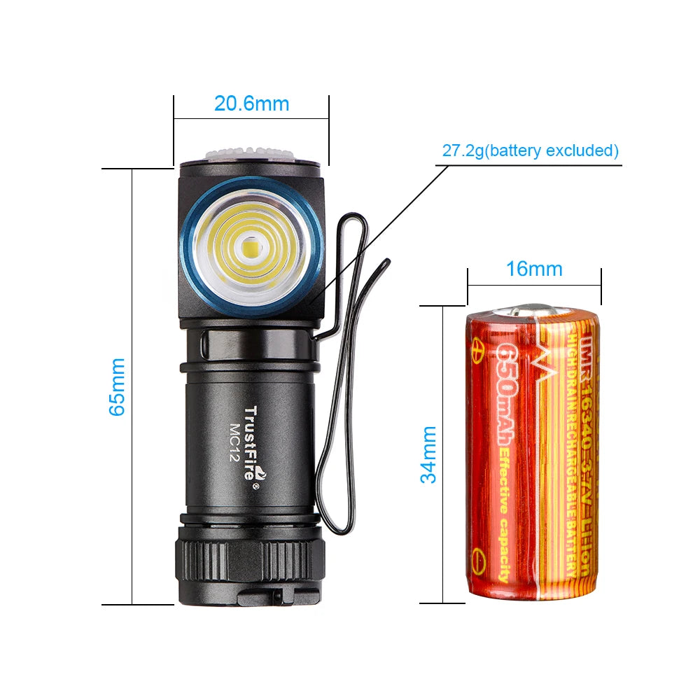 TrustFire MC12 EDC Powerful LED Headlamp 1000Lumens Magnetic Rechargeable Head Lamp XP-L HI Camping Torch Flashlight