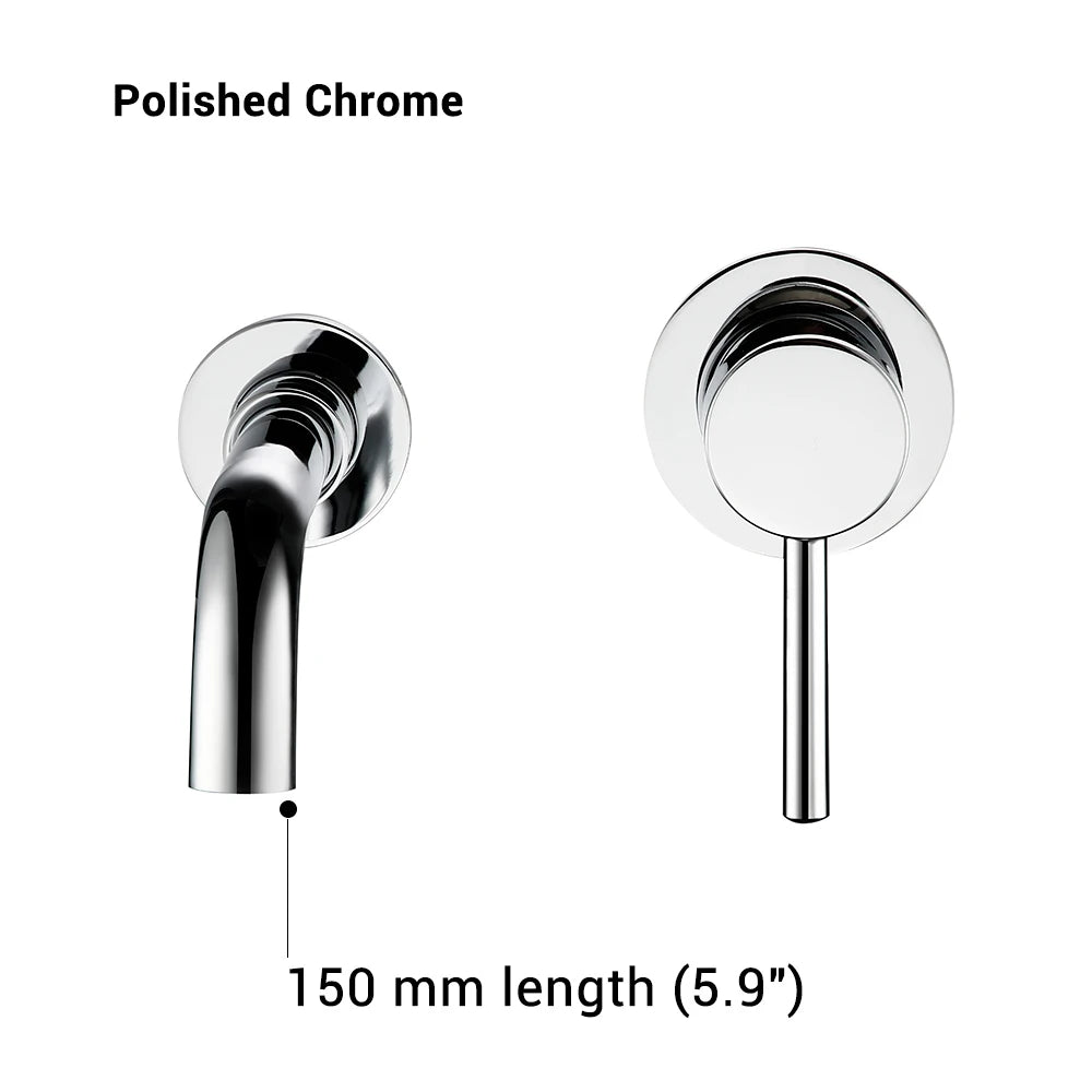 Bathroom Basin Faucet Sink Tap Wash Mixer Hot And Cold Water Wall Mounted Spout Bath Single Handle Ceramic Cartridge Crane