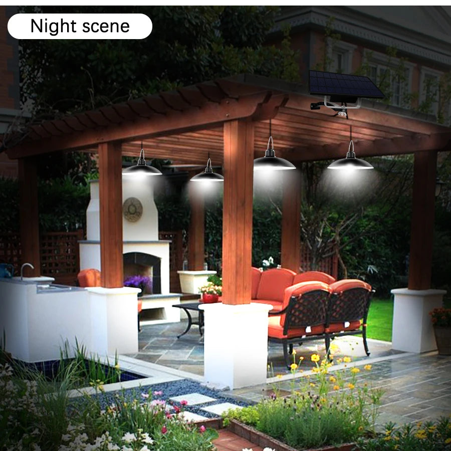 Amaryllis Double Head Solar Pendant Light Outdoor Indoor Solar Lamp With Line Warm White/White Lighting For Camping Garden Yard