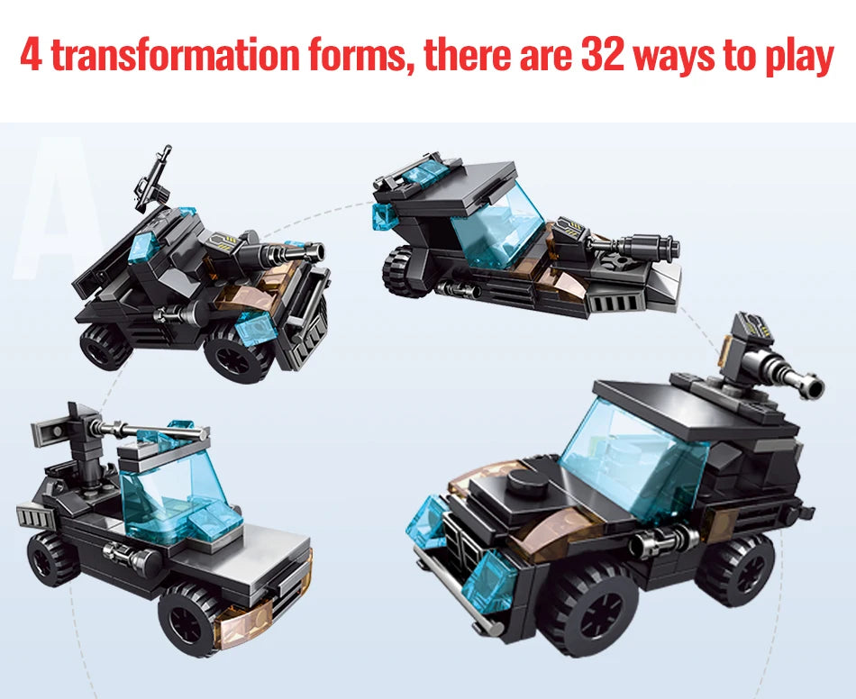 City Police Station Car Motorcycle Building Blocks SWAT Team Weapons Truck Ship Robot Bricks Toys Sets For Children