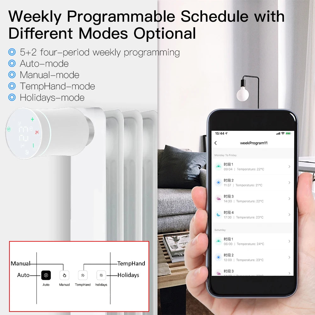 MOES TRV ZigBee 3.0 Tuya New Radiator Actuator Valve Smart Programmable Thermostat Temperature Heater Alexa Voice Control