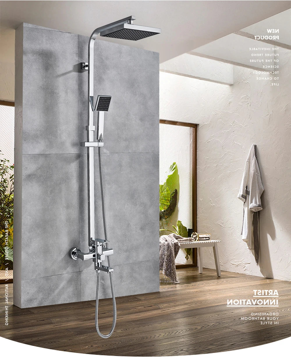 POIQIHY Black Bathroom Shower Faucet Set Wall Mount Black 8''Rainfall Shower Head With Handheld Sprayer Bathtub Shower Mixer