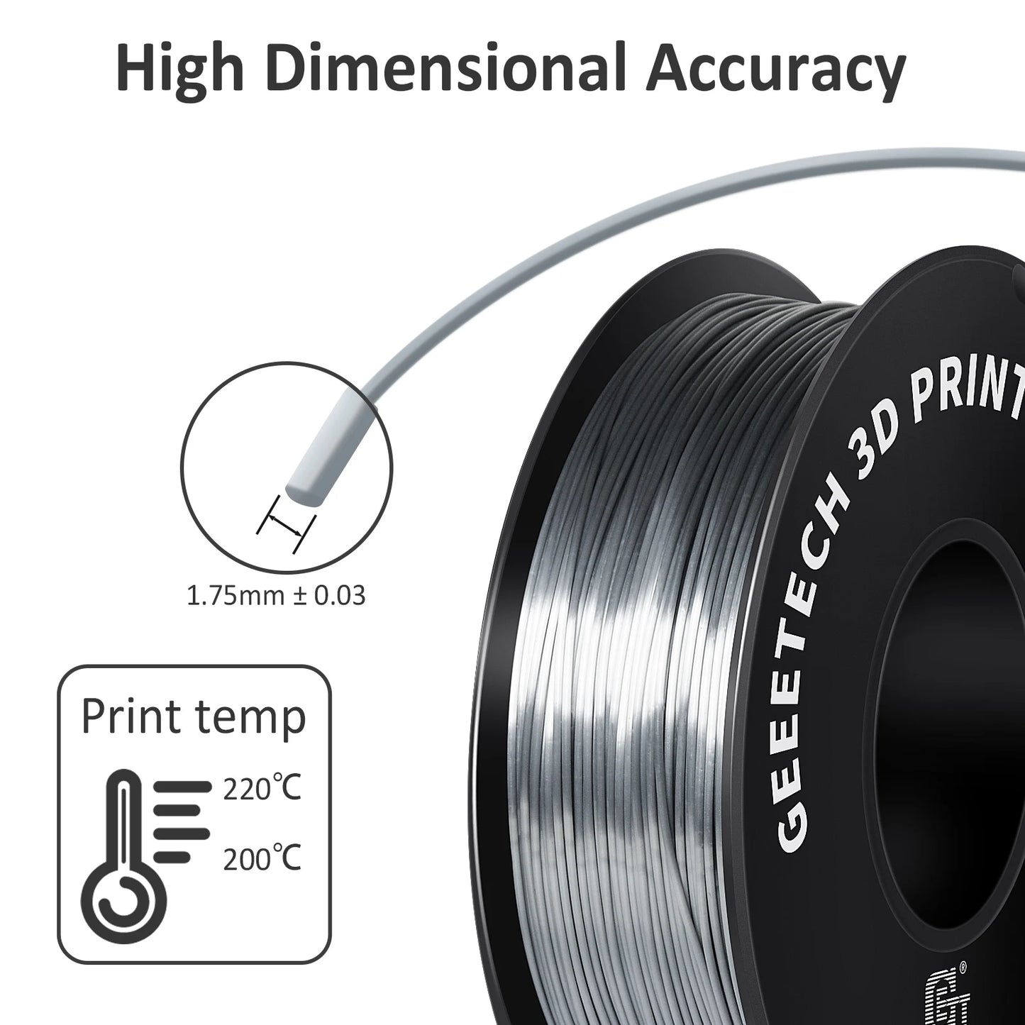 Geeetech Standard PLA Filament 1kg 1.75mm 3D Printer Plastic Material, Accuracy 0.03mm,Fit Most FDM Printer