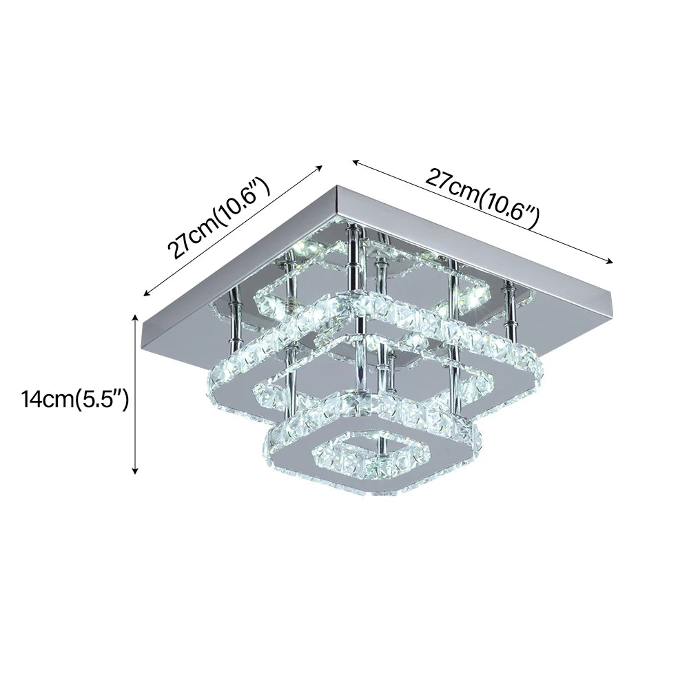 Square Crystal Led Ceiling Lamp Modern Chandelier Indoor Lighting Aisle Corridor Surface Mounted Fixture Home Hotel Loby Decor