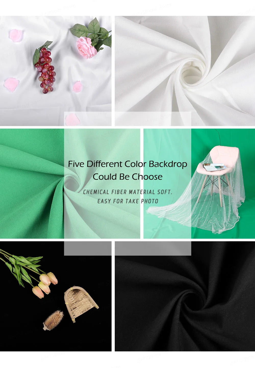Backdrop Cloth Black White Green Color Cotton Textile Muslin Photo Backgrounds Studio Photography Screen Chromakey
