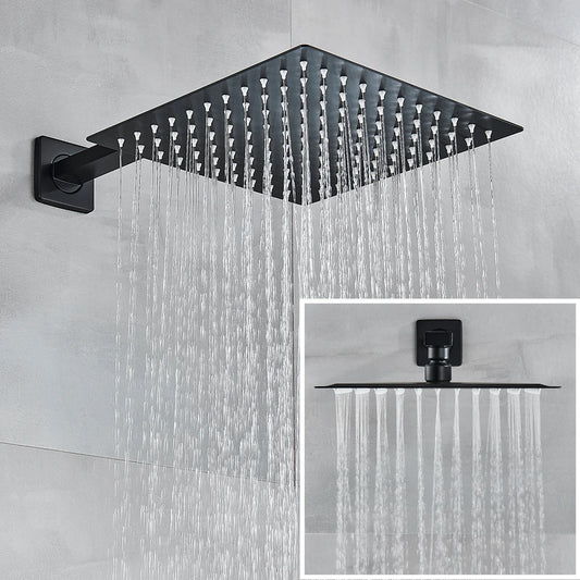 POIQIHY Embedded In Wall Shower Faucet Rainfall Stainless Steel 8/10/12/16" Shower Head Faucet Shower Tap Mixers Matte Black