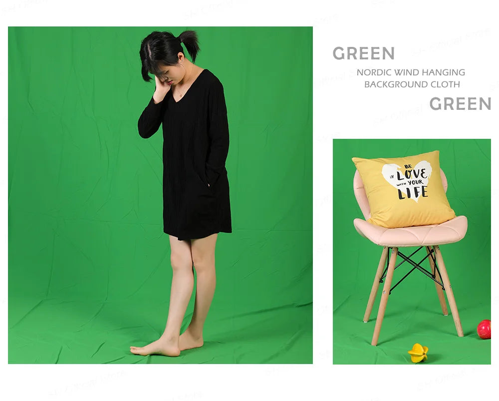 Backdrop Cloth Black White Green Color Cotton Textile Muslin Photo Backgrounds Studio Photography Screen Chromakey