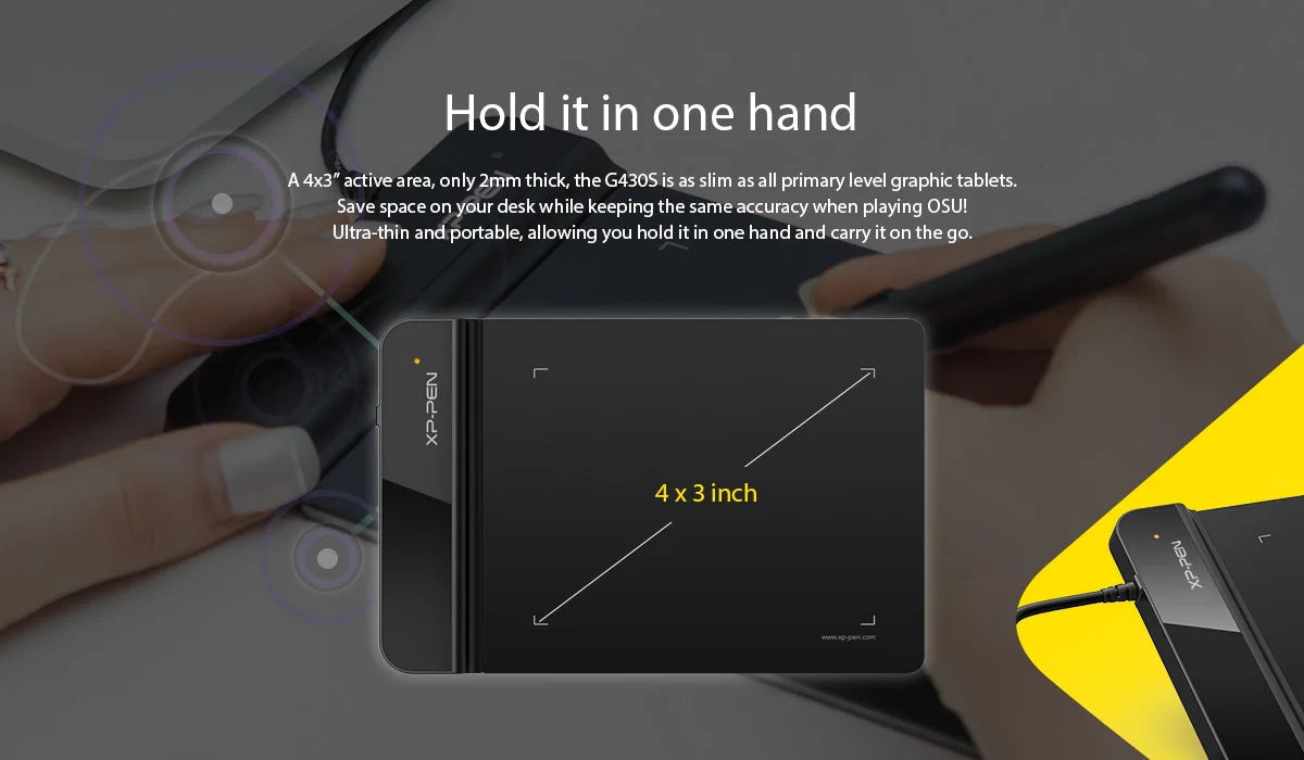 XPPen Star G430S Graphics Tablet 4x3 Inch Digital Drawing Tablet 8192 Levels Mini Tablet for OSU Game with Battery-free Stylus