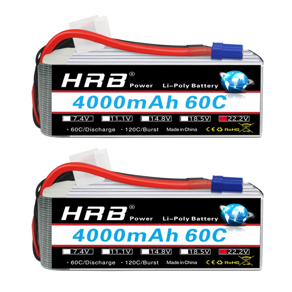 1/2pc HRB Lipo Battery 2S 3S 4S 6S 4000mah 1500mah 2200mah 5000mah 6000mah 7000mah 11.1V 14.8V 22.2V XT90 XT60 for RC Car Drone