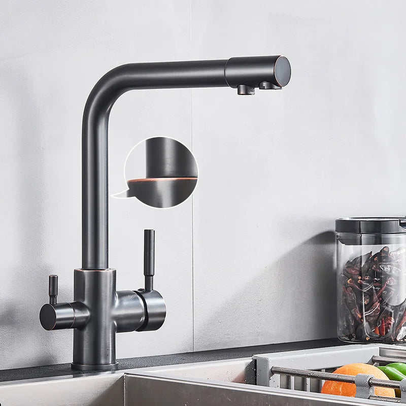 Black Grey Waterfilter Tap Kitchen Faucets Mixer Drinking Water Filter Kitchen Faucet Sink Tap Hot Cold Water Tap For Kitchen