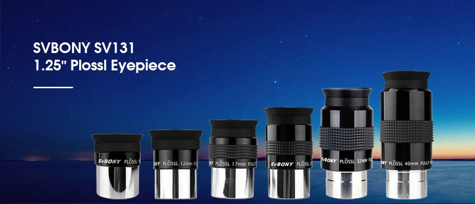 Svbony Eyepiece 1.25" (PLOSSL) PL Telescope Eyepiece 6/12/17/25/32/40mm 4-Element Design 48-Degrees Field of View SV131