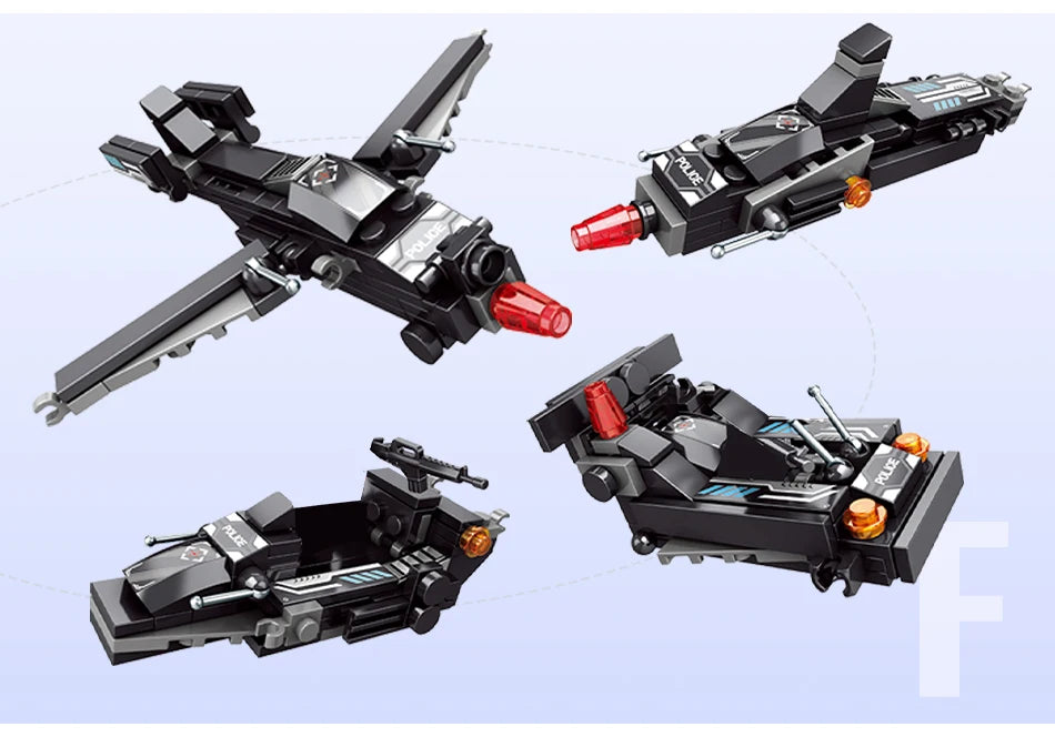 City Police Station Car Motorcycle Building Blocks SWAT Team Weapons Truck Ship Robot Bricks Toys Sets For Children