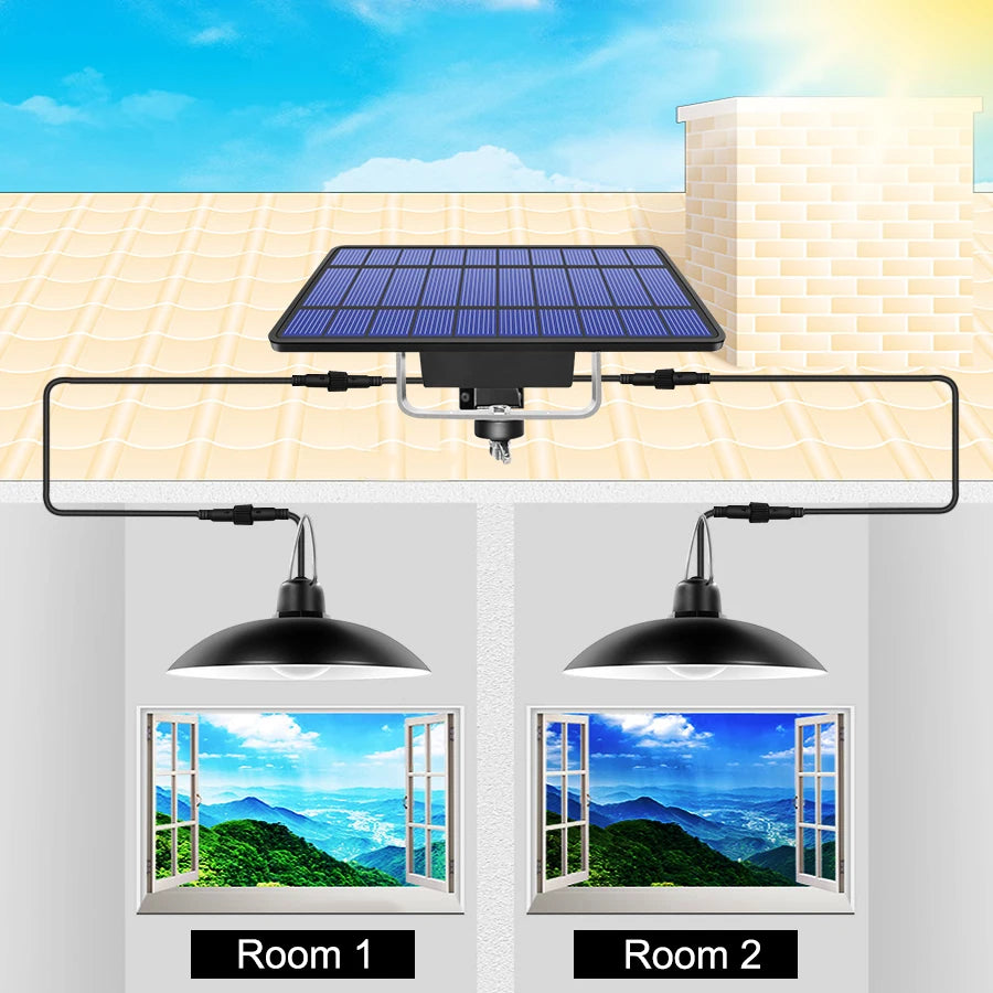 Amaryllis Double Head Solar Pendant Light Outdoor Indoor Solar Lamp With Line Warm White/White Lighting For Camping Garden Yard