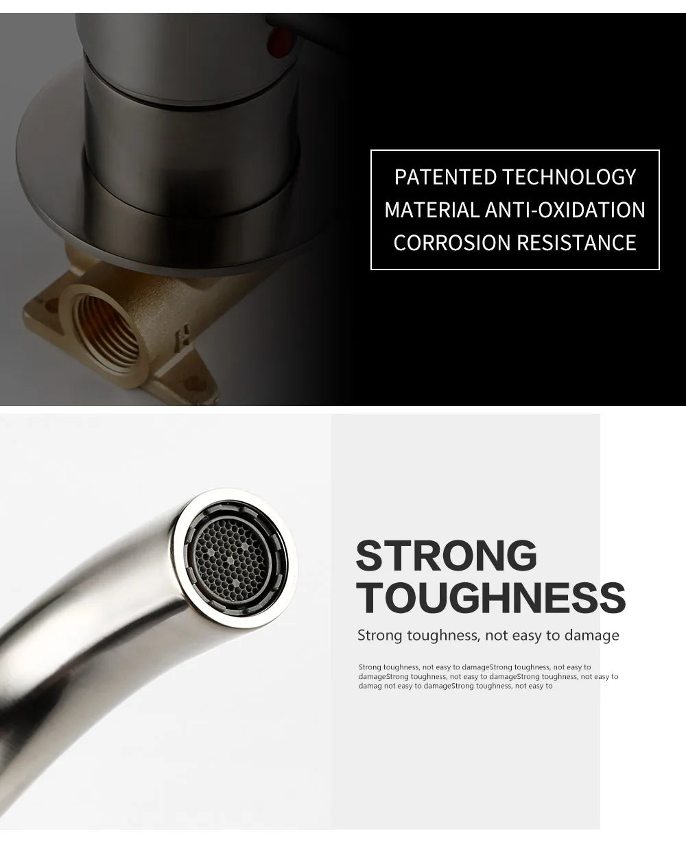 Bagnolux Ronda Stainless Steel Solid Brass Trim Taps 2 Hole Wall-Faucet Set Hot Anc Cold Water Bathroom Sink Mixer Small Tap