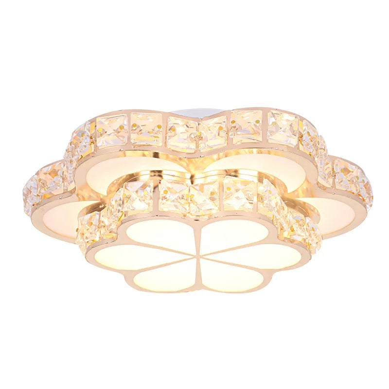 Modern Flower Gold Design Crystal Ceiling Aisle Lights Fashion Corridor Stairs Entrace Plafonnier Lamp for  Porch Hall Lustres