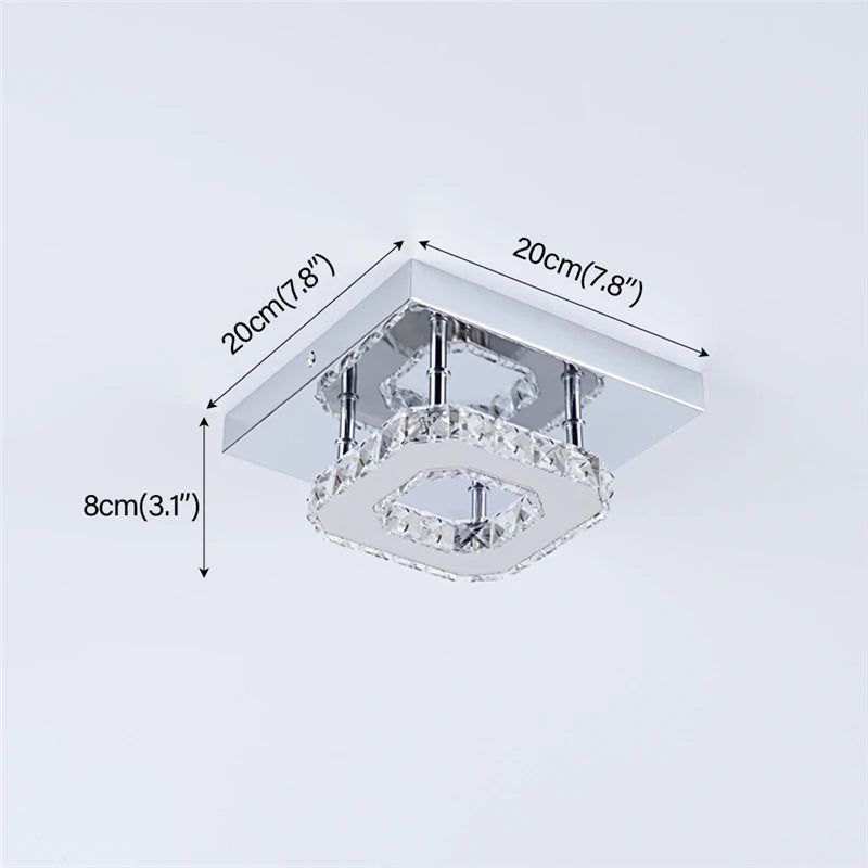 Square Crystal Led Ceiling Lamp Modern Chandelier Indoor Lighting Aisle Corridor Surface Mounted Fixture Home Hotel Loby Decor