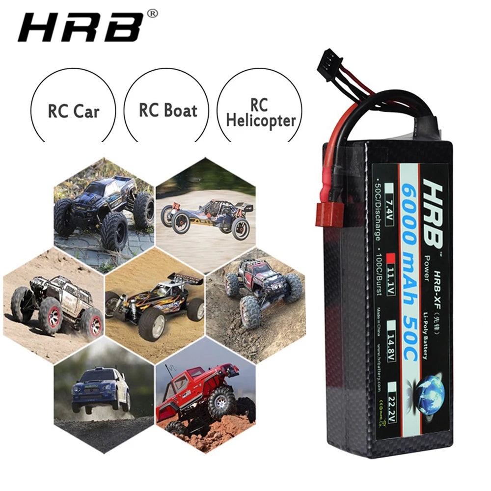 1/2pc HRB Lipo Battery 2S 3S 4S 6S 4000mah 1500mah 2200mah 5000mah 6000mah 7000mah 11.1V 14.8V 22.2V XT90 XT60 for RC Car Drone