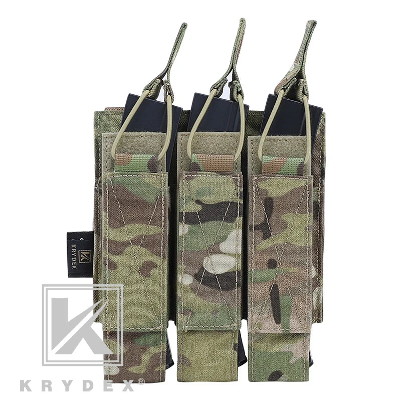 KRYDEX MP5 MP7 KRISS Triple Magazine Pouch Tactical Modular MOLLE Triple Open Top SMG Mag Pouch Carrier For Airsoft Hunting Gear