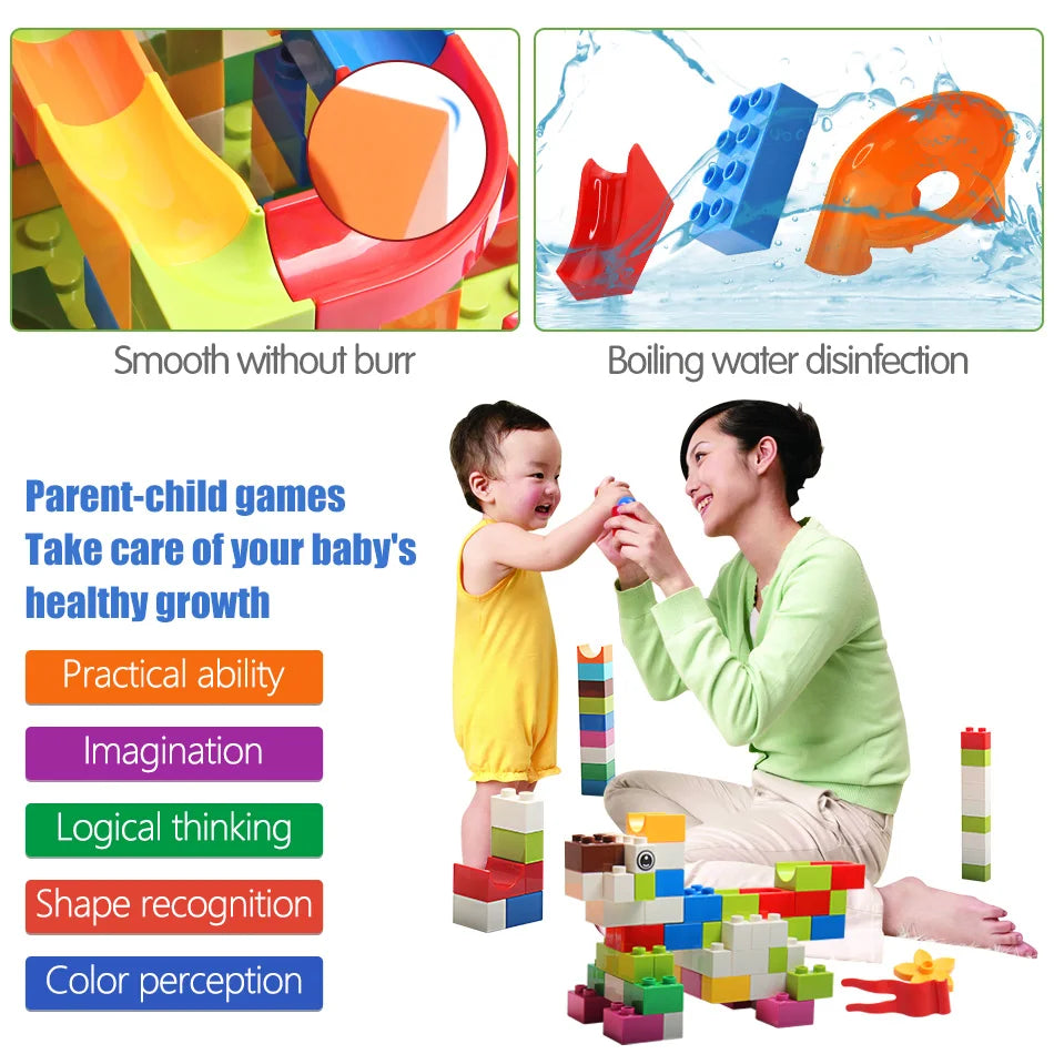 77-308PCS Marble Race Run Big Block Compatible city Building Blocks Funnel Slide Blocks DIY Big Bricks Toys For Children gift