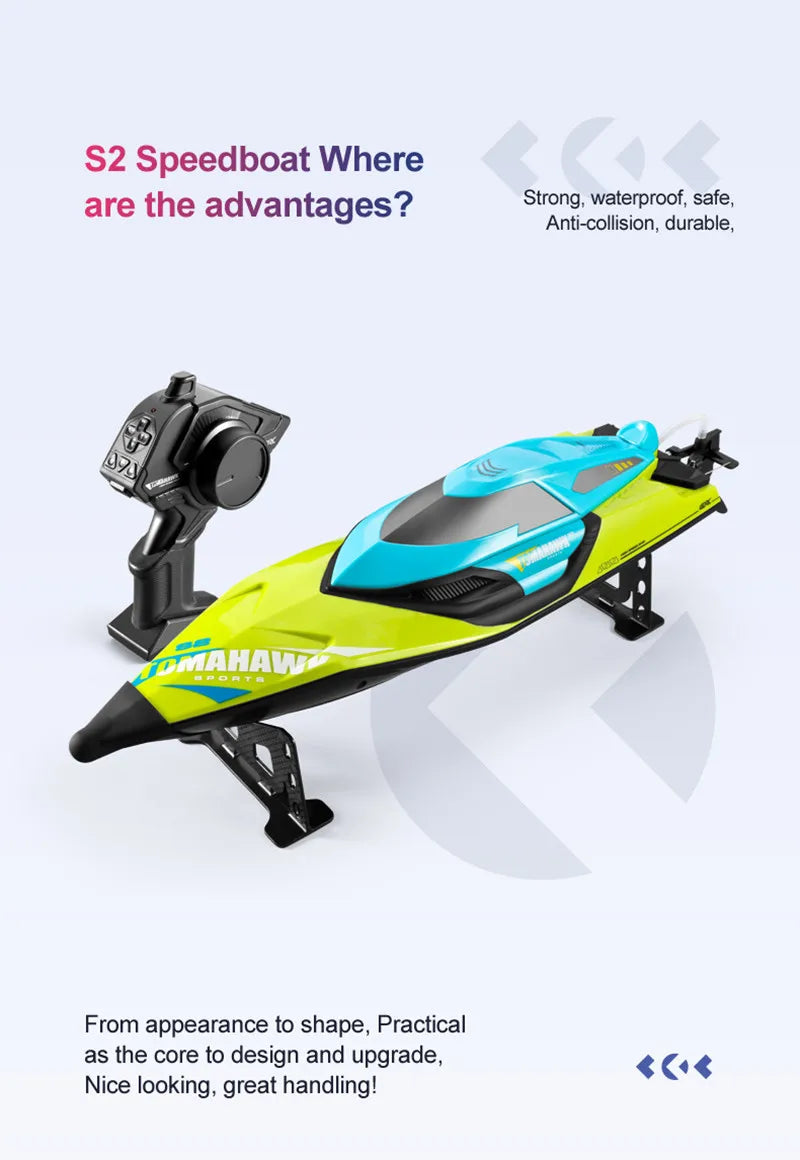 50CM Large Racing 70KM/H High Speed RC Boat 2.4G 200M Capsized Reset Dual Waterproof Smart Alarm Remote Control Boat Speedboat