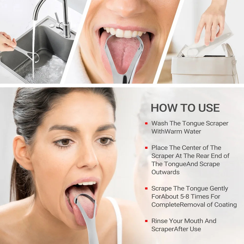 Stainless Steel Tongue Scraper Cleaner Fresh Breath Cleaning Coated Tongue Toothbrush Oral Hygiene Care Tools