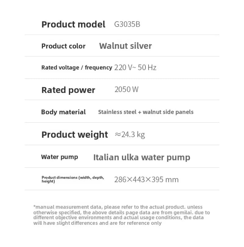 Semi-Automatic Coffee Maker,3035A/B/C Concentration E61 Brewing Head, Semi-automatic Dual Boiler 15 Bar Vibration Pump