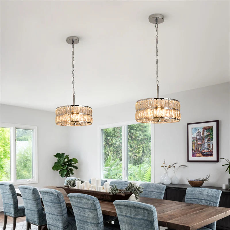 K9 Crystal Dining Table Pendant Lamp Bedroom Hanging Lamp Retro Luxury Style Suitable For Kitchen Plafon Ceiling Chandelier