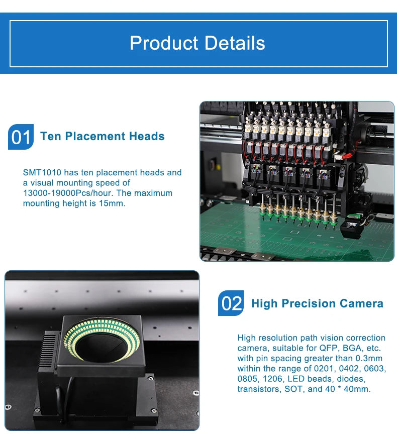 Stock in EU High Quality SMT Production Line PCB LED Manufacturing Equipment Automatic SMD Pick and Place Machine Chip Mounter