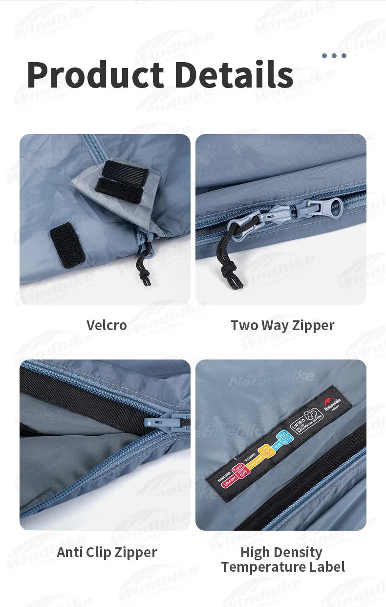 Naturehike LW180 Camping Sleeping Bag Ultralight Spring Summer Cotton Sleeping Bag for Single Couple Tourist Hiking Waterproof