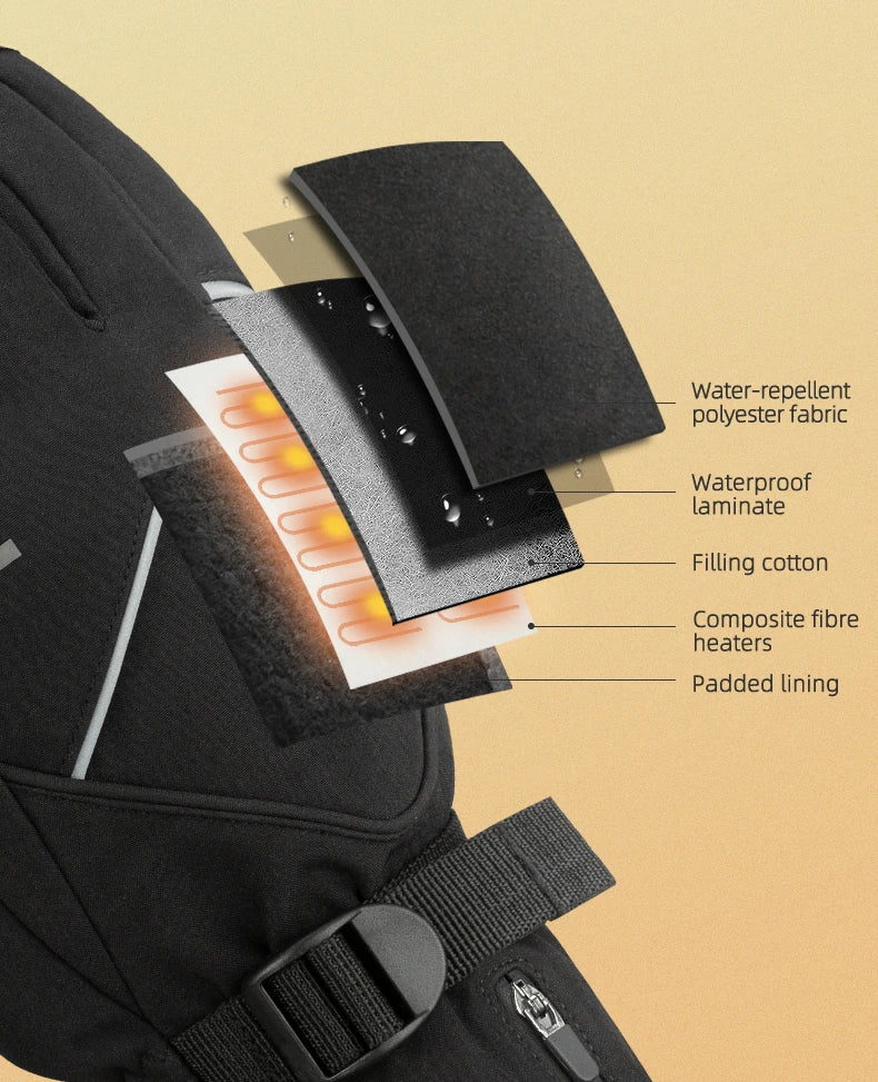 ROCKBROS Heated Skiing Gloves Men Women Winter Motocycle Screen Touch Waterproof Rechargeable 4000mAh Battery Heated Gloves
