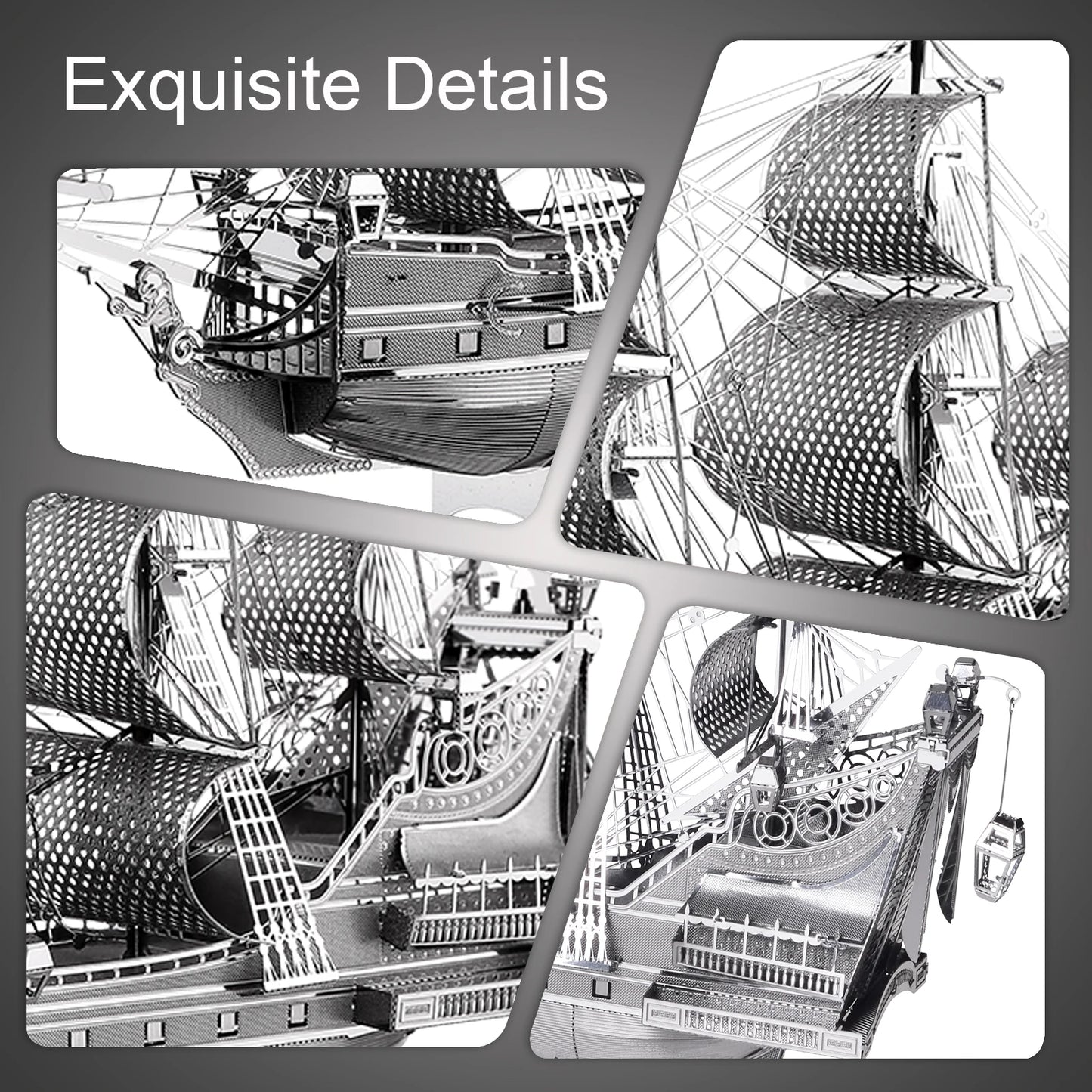 Piececool Model Building Kits The Queen Anne's Revenge 3D Metal Puzzle DIY Toys Jigsaw Home Decoration Gifts for Teens