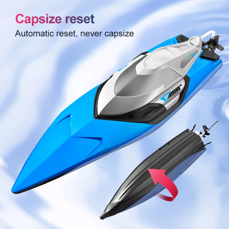 50CM Large Racing 70KM/H High Speed RC Boat 2.4G 200M Capsized Reset Dual Waterproof Smart Alarm Remote Control Boat Speedboat