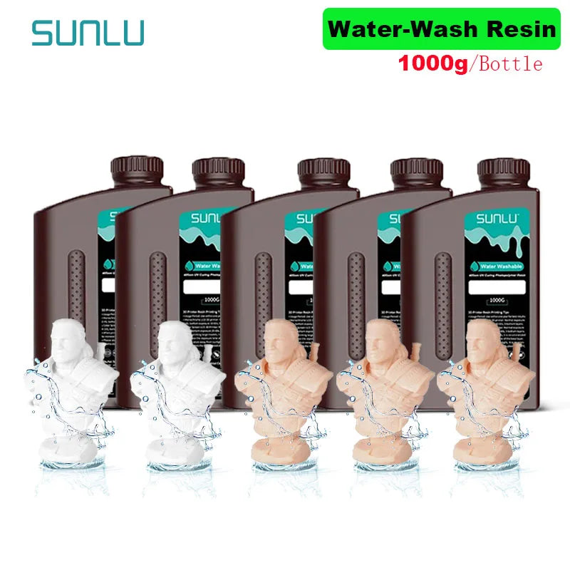 SUNLU 5KG Water Washable 3D Printer Resin 395-405nm 1kg 3D Resin Fast Curing 3D Resin for 2K 4K 8K LCD DLP SLA Resin 3D Printer