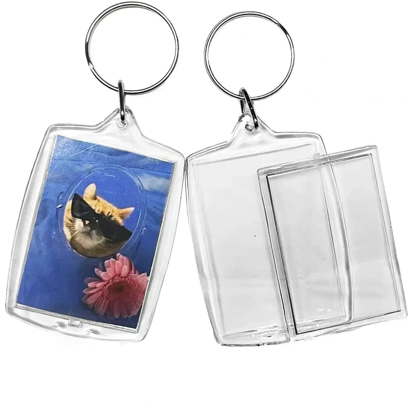 5/50pcs Transparent Rectangle Blank Clear Acrylic Insert Photo Picture Frame Keyring Keychain DIY Split Ring Key Chain 2035
