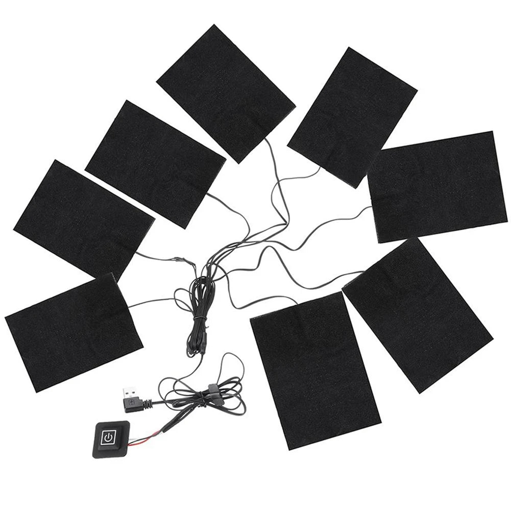 8 Area USB Clothes Heater Pad With 3 Gear Adjustable Temperature Electric Heating Sheet Heating Warmer Pad For Vest Jacket