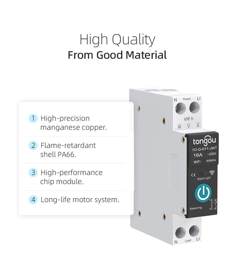 TUYA WIFI Smart Circuit Breaker Power Metering 1P 63A DIN Rail for Smart Home  wireless Remote Control Switch by APP TONGOU