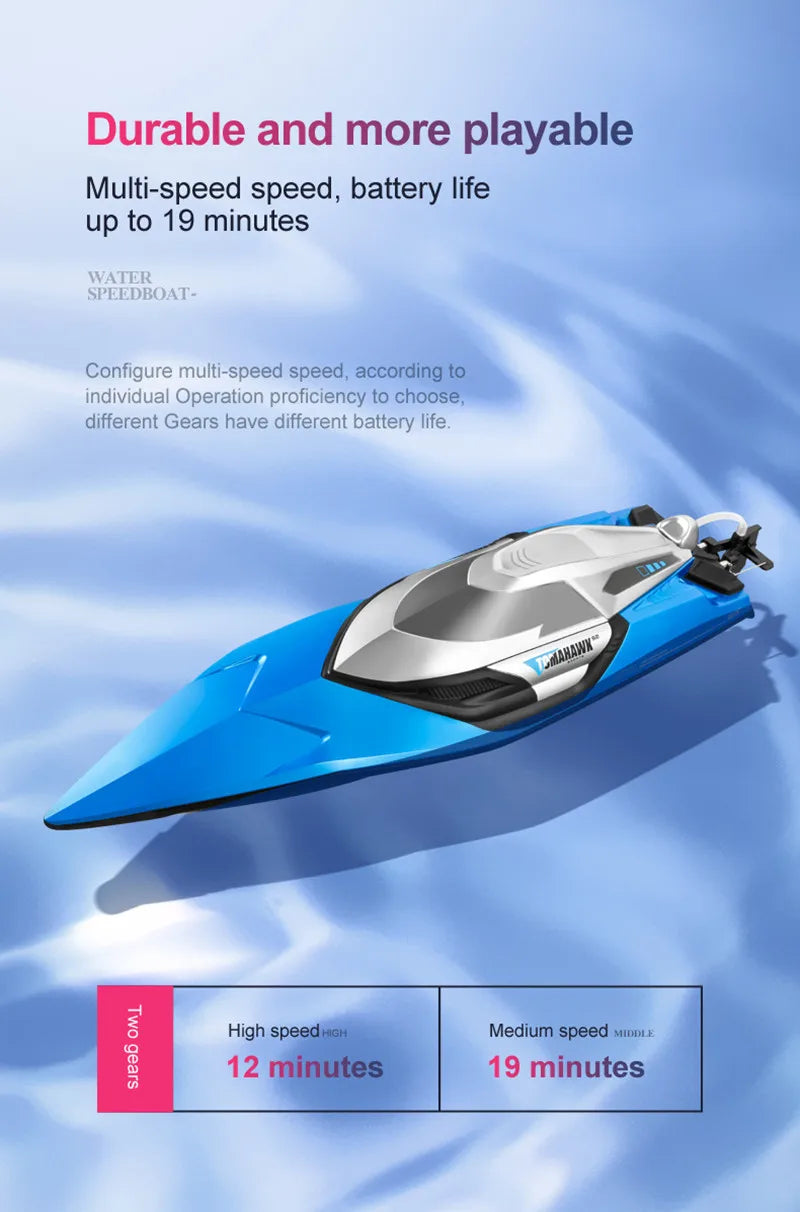 50CM Large Racing 70KM/H High Speed RC Boat 2.4G 200M Capsized Reset Dual Waterproof Smart Alarm Remote Control Boat Speedboat