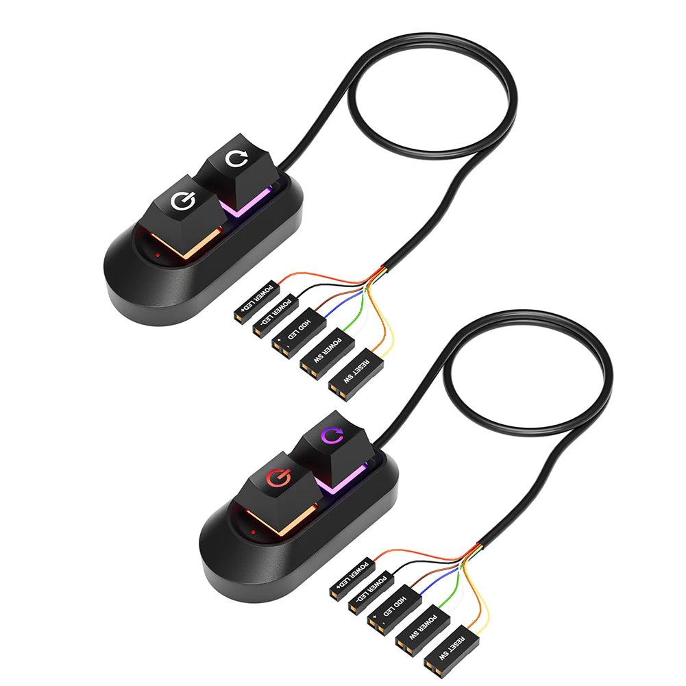 2M RGB LED Lights Computer Desktop Switch PC Motherboard External Start Power On/Off And Reset Button Extension Cable Key Switch
