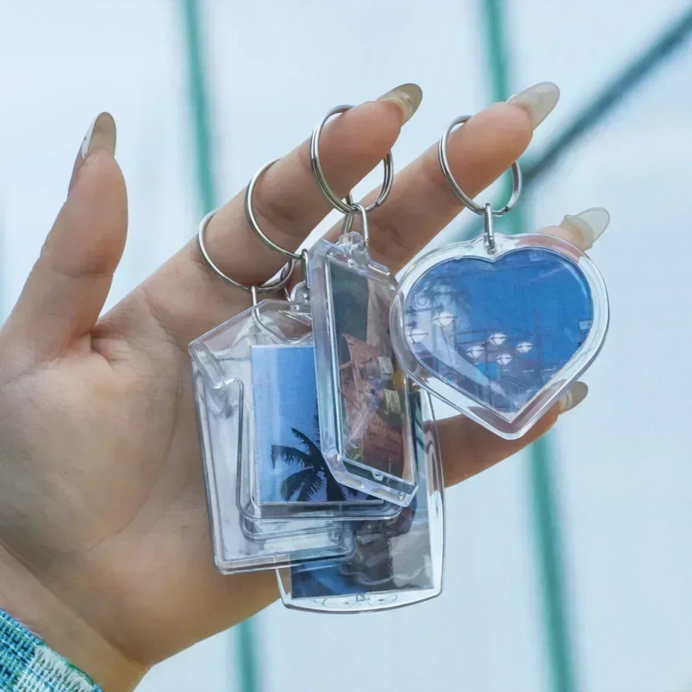 5/50pcs Transparent Rectangle Blank Clear Acrylic Insert Photo Picture Frame Keyring Keychain DIY Split Ring Key Chain 2035