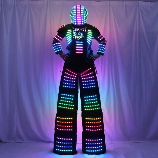 Full Color Remote Control LED Robot Costume Clothes Stilts Walker Suit Excited Digital Screen DIY Text Image LOGO