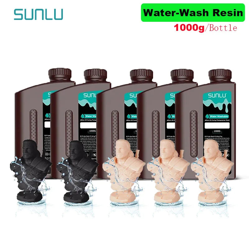 SUNLU 5KG Water Washable 3D Printer Resin 395-405nm 1kg 3D Resin Fast Curing 3D Resin for 2K 4K 8K LCD DLP SLA Resin 3D Printer