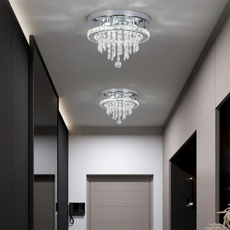Modern Led Chandelier K9 Crystal Ceiling Lamp Fixture Bedroom Living Dining Room Pendant Light Lustres Home Decor Plafonnier Lum