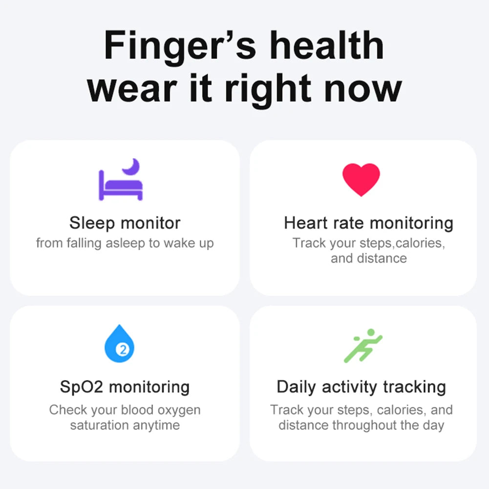 R02 Smart Ring Fitness Tracker Ring 5.0 Bluetooth-Compatible Blood Oxygen Tracker IP68 & 5ATM Waterproof for Android for IOS