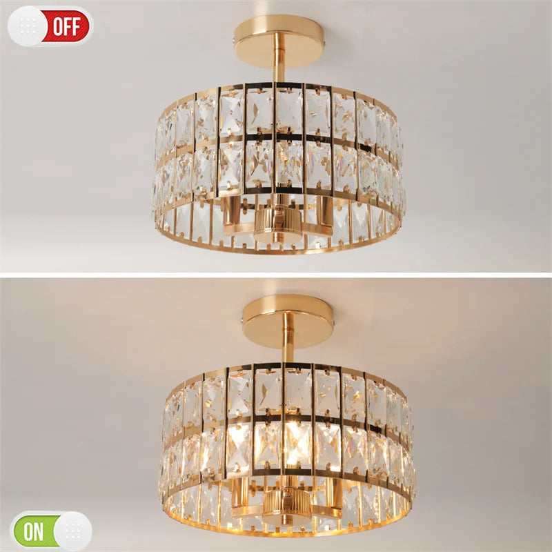 K9 Crystal Dining Table Pendant Lamp Bedroom Hanging Lamp Retro Luxury Style Suitable For Kitchen Plafon Ceiling Chandelier