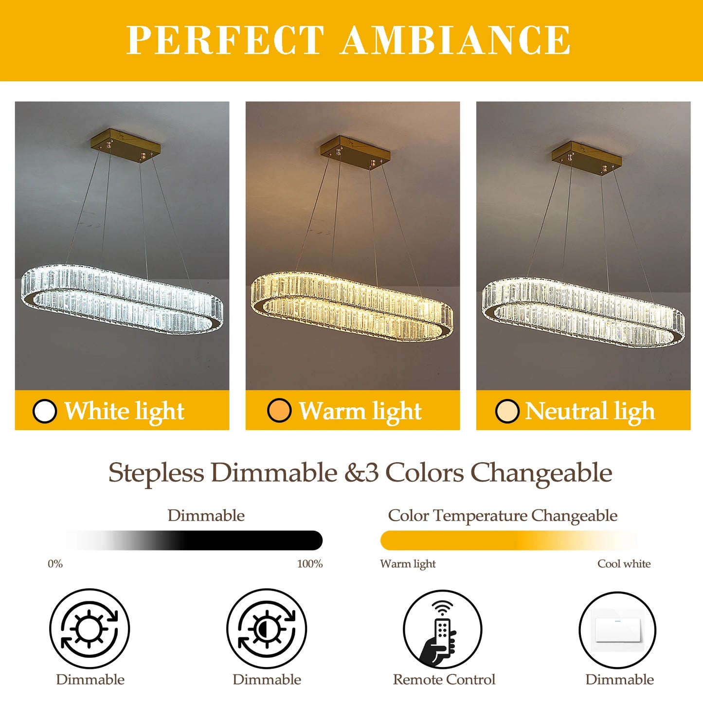Modern Pendant Light Luxury Crystal Oval Design Led Chandelier Ceiling Lamp Nordic Hanging Fixture Living Bedroom Hotel Lustres